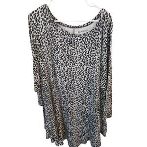 Roaman's Long Sleeve Top 2x 26/28 Womens Plus Size Flowy Gray Stretchy Casual